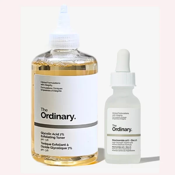 The Ordinary Glycolic Acid 7% Exfoliating Toner and niacinamide serum